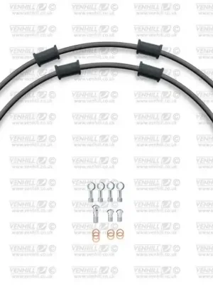 CROSSOVER Hadice přední brzdy sada Venhill POWERHOSEPLUS HON-10015F-BK (2 hadice v sadě) černé hadice, chromové koncovky Sezónní Sleva