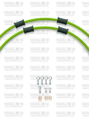Kup Teď CROSSOVER Hadice přední brzdy sada Venhill POWERHOSEPLUS HON-10015F-GR (2 hadice v sadě) zelené hadice, chromové koncovk