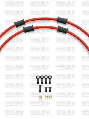 Speciální Cena CROSSOVER Hadice přední brzdy sada Venhill POWERHOSEPLUS HON-10016FB-RD (2 hadice v sadě) červené hadice, černé koncovky