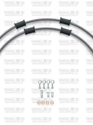 Značkový CROSSOVER Hadice přední brzdy sada Venhill POWERHOSEPLUS HON-10016FS (2 hadice v sadě) Průhledné hadice, nerezové koncov